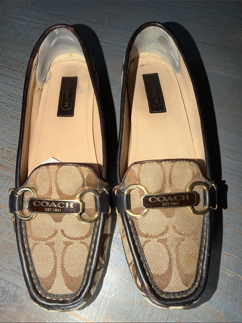 COACH Women's Brown Signature Canvas Loafers